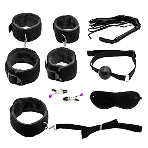 Fenteer Juego de 7 Unidades Juguete de Masoquismo y Sadismo Esposas + Vendaje + Cinturón 4 Colores de Elecciones - Negro, tal como se describe Fenteer Juego de 7 Unidades Juguete de Masoquismo y Sadismo Esposas + Vendaje + Cinturón 4 Colores de Elecciones - Negro, tal como se describe