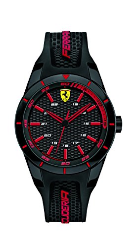 Ferrari 0840004 RedRev - Reloj analógico de pulsera para hombre (cuarzo, correa de silicona)