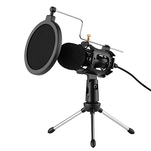 Festnight Micrófono USB, Kit de micrófono de video con mini micrófono Trípode Montaje de choque Filtro pop Adaptador de parabrisas Cable Conector de 3.5 mm Festnight Micrófono USB, Kit de micrófono de video con mini micrófono Trípode Montaje de choque Filtro pop Adaptador de parabrisas Cable Conector de 3.5 mm