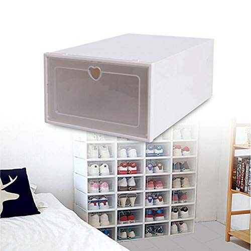 Fetcoi Juego de cajas para zapatos, caja transparente para zapatos, 20 cajas de zapatos transparentes, apilables, caja de plástico (33 x 23 x 14 cm)