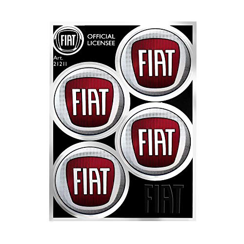Fiat 21211 - Adhesivos para tapacubos Oficiales con 4 Logotipos de 48 mm Fiat 21211 - Adhesivos para tapacubos Oficiales con 4 Logotipos de 48 mm