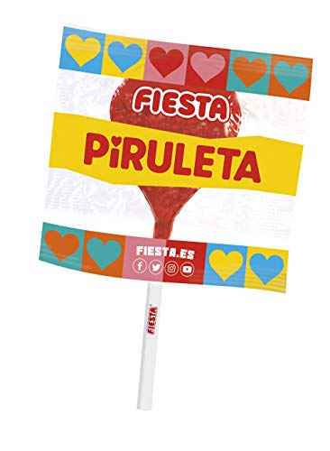 FIESTA Mega Piruleta Estuche con Caramelo con Palo en Forma de Corazón Sabor Cereza - Contiene 17 unidades