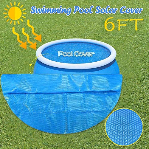 FIF Cubierta de Piscina Solar Piscinas de 4 pies de diámetro Fácil de Instalar y enmarcar Protector de Cubierta de Piscina Redonda Pie sobre el Suelo Protección Azul Natación, 183x183 cm (6 pies)