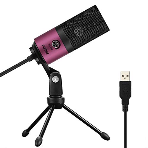 FIIFNE Estudio Micrófono de Condensador Kit de micrófono USB, Micrófono de Condensador Plug & Play para computadora de Escritorio Portátil - Rojo K669