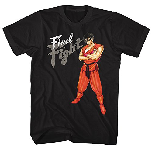 Final Fight Video Arcade Game Martial Artist Guy Adult T-Shirt Tee - Negro - 1X Alto