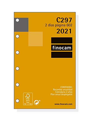 Finocam - Recambio Anual 2021 2 Días página Classic C297 Español, 602-73x114 mm