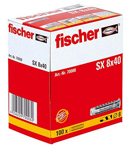 fischer 70008 Taco nylon SX 8x40 (Envase de 100 ud.), Gris