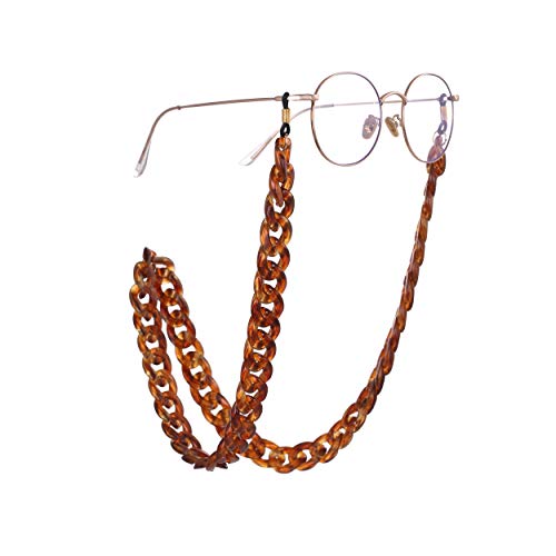 Fishhook - Cadena acrílica retro para gafas de vista y gafas de lectura para evitar que se caigan, enganche de goma negra, cordón, para mujeres y hombres Marrón