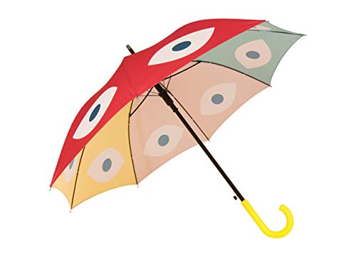 Fisura HM0706 Paraguas Ojos Hombre o Mujer Grande con un Diseño Divertido y Original de Ojos en Colores Amarillo, Rojo, Verde y Beige, 106 cm