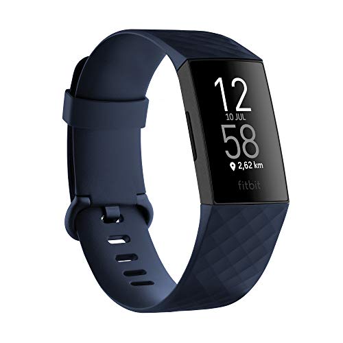 Fitbit Charge 4 Pulsera de actividad premium con GPS integrado, sumergible hasta 50m y 7 dias de batería, Azul (Storm Blue)