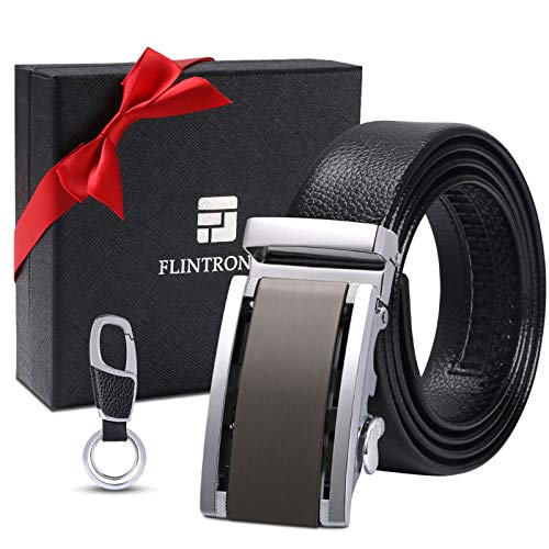 flintronic Cinturón Cuero Hombre, Cinturones Piel con Hebilla Automática, Sencillo y Clásico Perfecto Regalo