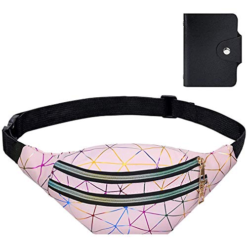flintronic Riñonera Reflectante Holográfica, Bolsa de Cinturón Moda Cuero de PU, Bolsa de Múltiples Bolsillos a Prueba de Agua, para Mujeres Hombres Adecuados para Turismo Deportivo - Rosa flintronic Riñonera Reflectante Holográfica, Bolsa de Cinturón Moda Cuero de PU, Bolsa de Múltiples Bolsillos a Prueba de Agua, para Mujeres Hombres Adecuados para Turismo Deportivo - Rosa