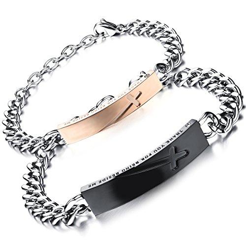 Flongo Brazalete Pulsera Pareja Novios, Pulsera Acero Inoxidable Estás a mi Lado, Regalo Día de los Enamorados Navidad, Elegantes Modelos Varios