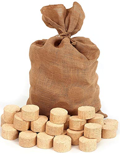 Floranica® Briqueta comprimida en Bolsa de Yute | briquetas de Madera | Redondas/sin Hueco | Ideal para Estufas alicatadas, hornos, Estufas, barbacoas y Otros, Cantidad:1 x 12.5 kg