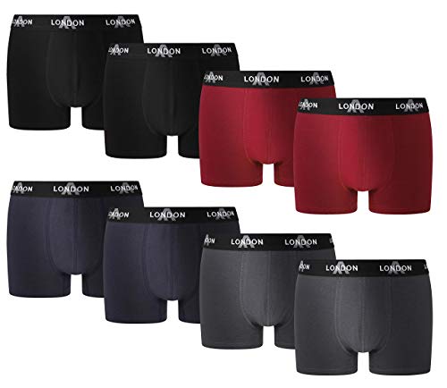 FM London Fitted Boxer, Azul (Dark Assorted 03), Large (Pack de 8) para Hombre