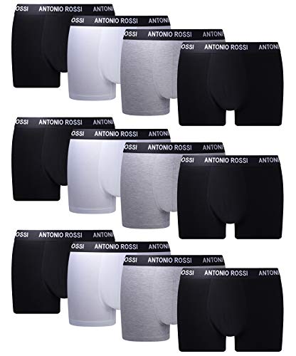 FM London Fitted Boxer para Hombre, Gris, L, Pack de 12 FM London Fitted Boxer para Hombre, Gris, L, Pack de 12