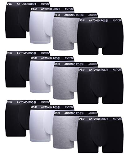 FM London Fitted Boxer para Hombre, Gris, L, Pack de 12