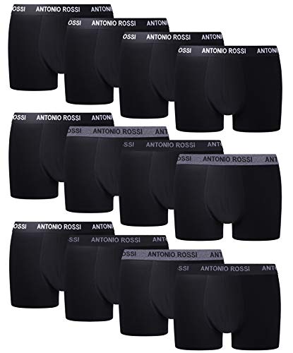 FM London Fitted Boxer para Hombre, Negro, XL, Pack de 12 FM London Fitted Boxer para Hombre, Negro, XL, Pack de 12