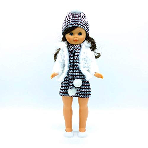 Folk Artesanía Vestido, complementos, Zapatos Percha para muñeca Nancy clásica Famosa. Fabricado en España Muñeca no incluida en el Lote. Mod 21-01N (Conjunto Ropa Incluido Abrigo de Piel)