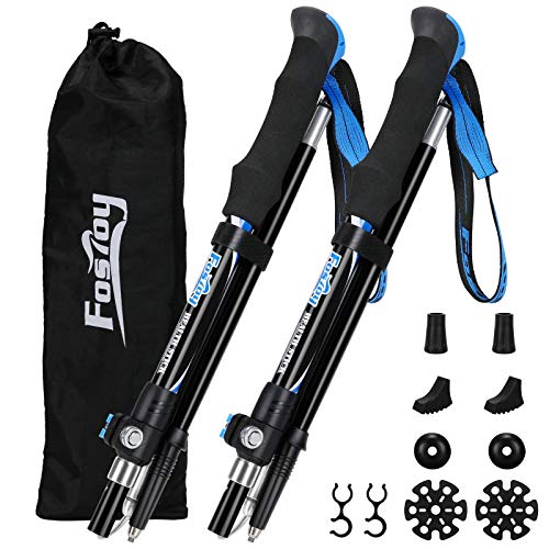 Fostoy Bastones de Trekking, Paquete de 2 Bastones de Aluminio Ligeros para Senderismo, Camping, Montañismo, Caminar Fostoy Bastones de Trekking, Paquete de 2 Bastones de Aluminio Ligeros para Senderismo, Camping, Montañismo, Caminar