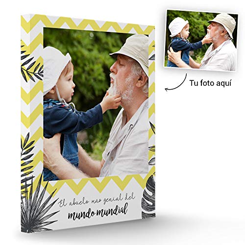 Fotoprix Lienzo Personalizado con Foto para el Abuelo | Regalo Original día del Abuelo | Varios diseños y tamaños (Abuelo, 30 x 40 cms)