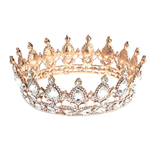 Frcolor Vintage Tiara Crown, Crystal Rhinestone Pageant Queen Crown Tiara Hair Jewelry