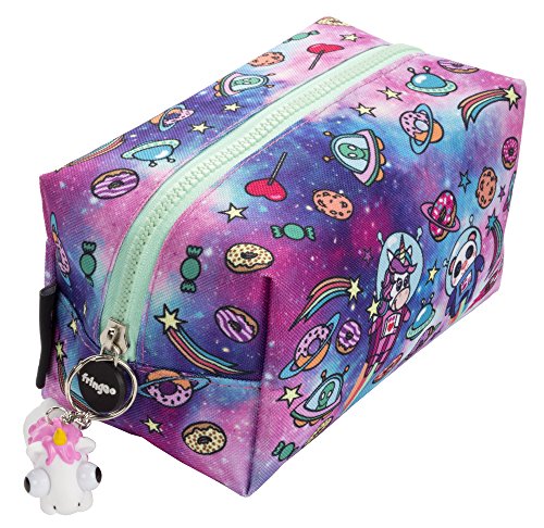 FRINGOO® - Estuche cuadrado grande con tirador de cremallera para lápices, diseño de fantasía espacial FRINGOO® - Estuche cuadrado grande con tirador de cremallera para lápices, diseño de fantasía espacial