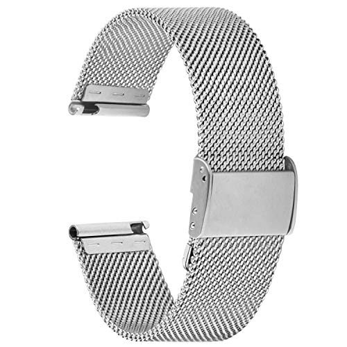 Fullmosa 【2020 Nuevo】 Correa de Reloj, Correa de Repuesto de Malla de Acero Inoxidable para Reloj (Samsung Gear s3s2 / ASUS Zenwatch/Huawei Watch etc.) Plata, 22 mm