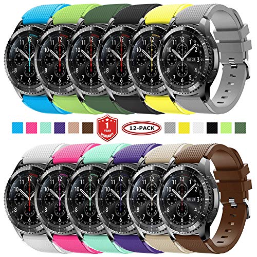 FunBand Correa para Gear S3 Frontier, 22MM Reemplazo de Banda de Silicona Suave Deportiva Pulsera de Repuesto para Samsung Gear S3 Frontier/Galaxy Watch 46mm / Moto 360 2nd Gen 46mm Smart Watch