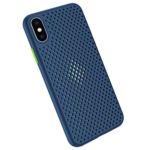 Funda Compatible con Silicone Case para iPhone X, Carcasa de Silicona Suave Antichoque Bumper Anti-Sobrecalentamiento Case para iPhone XS, Azul