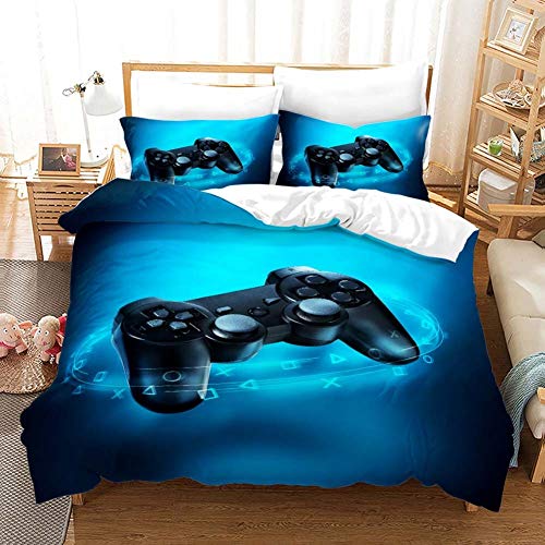 Funda de Edredón Gamepad de 3 Piezas Ropa de Cama Gamer con Funda de Almohada Juego de Funda Nórdica Playstation 4 con Cierre de Cremallera/A / 135x200cm Funda de Edredón Gamepad de 3 Piezas Ropa de Cama Gamer con Funda de Almohada Juego de Funda Nórdica Playstation 4 con Cierre de Cremallera/A / 135x200cm