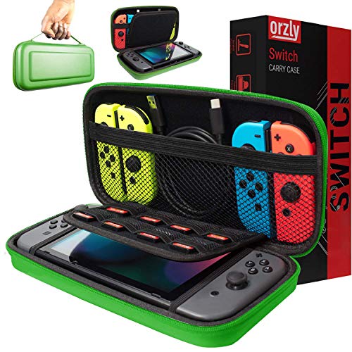 Funda de Orzly para Transportar la Nintendo Switch – Verde Funda Dura de Viaje para Llevar la Nintendo Switch y Sus Accesorios