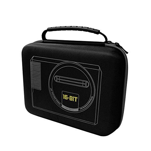 Funda de transporte para Sega Mega Drive Mini 2019 y accesorios – 9 x 3,5 x 7,8 pulgadas, negro con borde gris