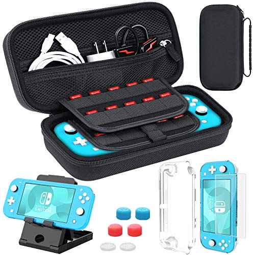 Funda para Nintendo Switch Lite, HeysTop Nintendo Switch Estuche de Transporte, Carcasa para Nintendo Switch Lite, PlayStand ajustable, Protector de Pantalla, 6 Tapas de Agarre para Pulgar