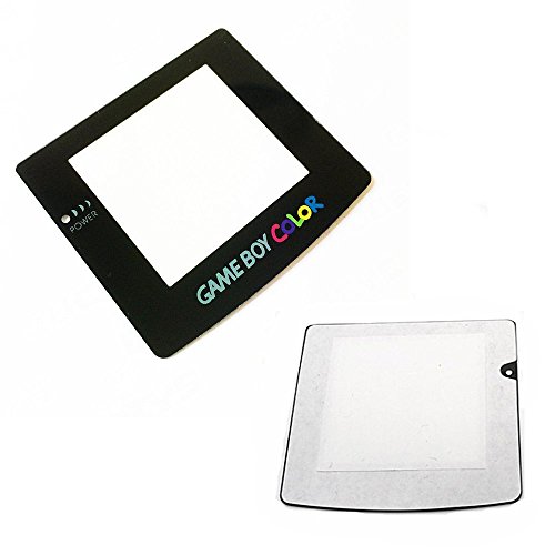 Funda protectora para lente de pantalla negra para Game Boy Color GBC System Reemplazo (con adhesivo trasero)