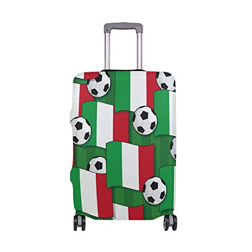 Funda Protectora para Maleta de Viaje con Bandera Italiana con futbolín, de Elastano, para Adultos, Mujeres, Hombres, Adolescentes y Adultos, de 18 a 20 Pulgadas