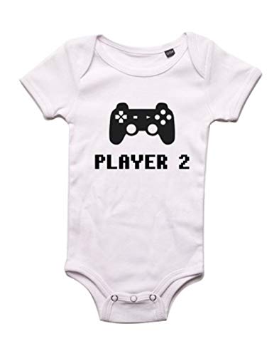 FUNNY CUP Camiseta y Body Diseño Player 1 y Player 2. Elegir Talla de Camiseta y Body. Precio por Separado en Cada Producto. (0-3 Meses)