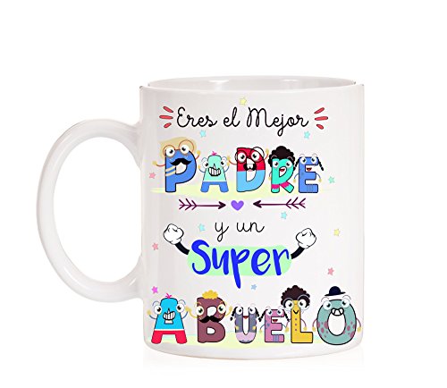 FUNNY CUP Taza Eres un Gran Padre y un Super Abuelo Taza de Regalo para el día de los Padres o Abuelos. Ideal para Regalar. Regalo Divertido.