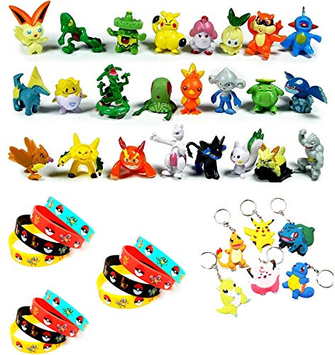 Funnyshow 42 Piezas Pokemon Figuras Pack, 24 Monster Mini Figuras + 12 Pokemon Pulseras de Silicona + 6 Pokemon Llavero Funnyshow 42 Piezas Pokemon Figuras Pack, 24 Monster Mini Figuras + 12 Pokemon Pulseras de Silicona + 6 Pokemon Llavero