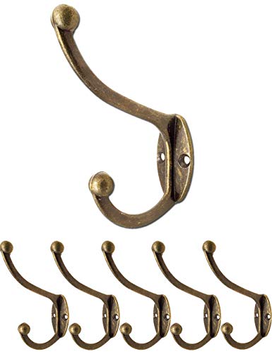 FUXXER® – Perchero de pared antiguo, perchero para toallas, percheros de sombrero, ganchos de hierro en diseño de latón bronce vintage rústico, juego de 5 unidades, incluye tornillos FUXXER® – Perchero de pared antiguo, perchero para toallas, percheros de sombrero, ganchos de hierro en diseño de latón bronce vintage rústico, juego de 5 unidades, incluye tornillos