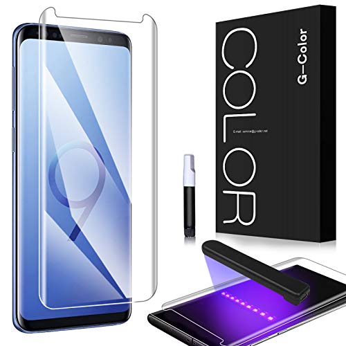 G-Color Galaxy S9 Protector Pantalla, [Alta Viscosidad], Cristal Vidrio Templado de 3D [Cobertura [Anti-Choque][Alta Sensibilidad] Protector de Pantalla para Samsung Galaxy S9