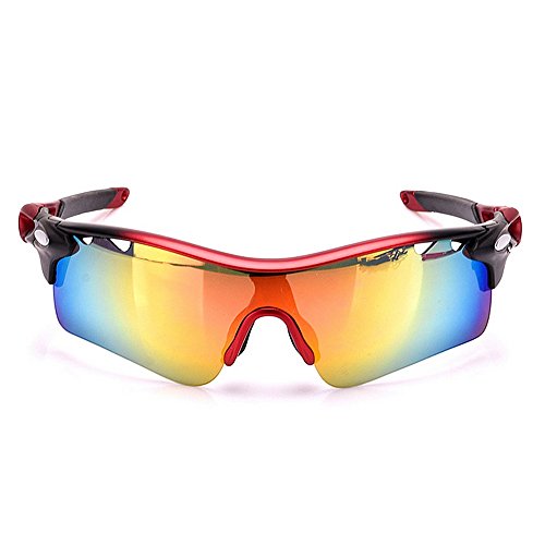 Gafas de sol de playa, Multifuncionales polarizado gafas de sol deportivas Set 3 piezas objetivos intercambiables Durable UV400 Protección de conducción Ciclismo Pesca Golf Correr ( Color : Red )