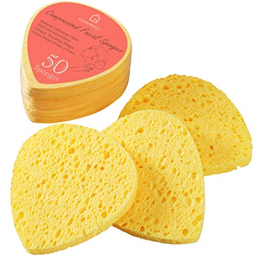 GAINWELL Esponjas Faciales Comprimidas de Celulosa Natural 50 Unidades, Borde Arqueado para Limpieza Profunda de Nariz y Ojos