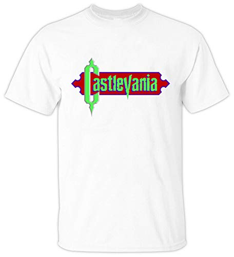 Game, Castelvania Logo Akumajō Dorakyura CONAMI T Shirt (Black),White,3XL