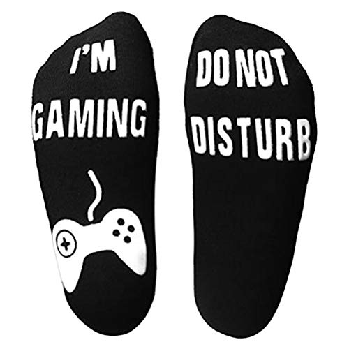 Gaming Socks, Luminous Letter Do Not Disturb Im Gaming Socks, Unisex Novelty Cotton Socks Middle Socks for Men Women Gamer Lovers Teenage Boys Gifts