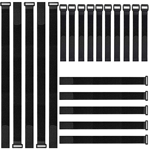Gancho y bucle correas, ZoneYan 20 piezas ajustable cierre de cable ties organizador negro Gancho y bucle correas, ZoneYan 20 piezas ajustable cierre de cable ties organizador negro