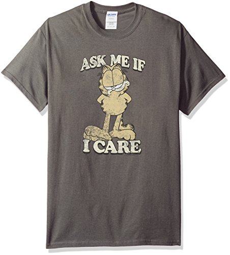 Garfield - Pregúnteme adulto Camiseta De Carbón, Medium, Charcoal