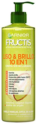 Garnier Fructis Liso & Brillo 10 en 1 Crema Sin Aclarado para Pelo Liso, Rebelde, Difícil de Alisar - 400 ml Garnier Fructis Liso & Brillo 10 en 1 Crema Sin Aclarado para Pelo Liso, Rebelde, Difícil de Alisar - 400 ml