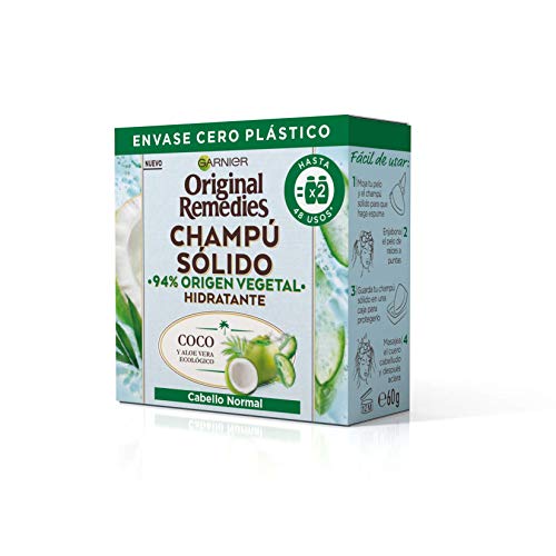 Garnier Original Remedies Champú Sólido - Coco Y Aloe Vera Ecológico Para Cabello Normal, Raíces Grasas Garnier Original Remedies Champú Sólido - Coco Y Aloe Vera Ecológico Para Cabello Normal, Raíces Grasas