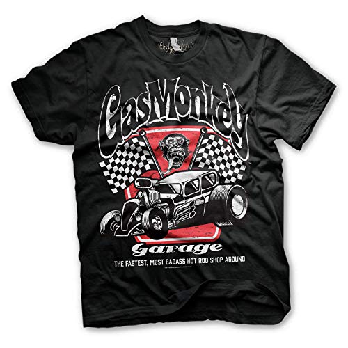 Gas Monkey Garage Officially Licensed - Most Badass Hot Rod Shop T-Shirt Camiseta T Shirt GMG - 100% Oficial (Negro, Medium)